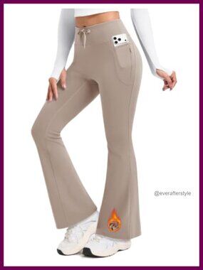 Fleece Lined Flare Leggings Yoga Pants Thermal Bootcut High Waist
